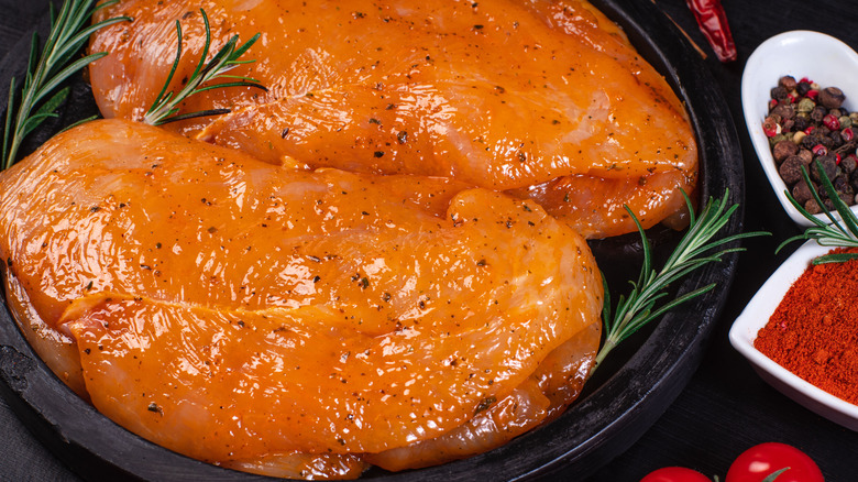 Chicken breasts marinated in spices