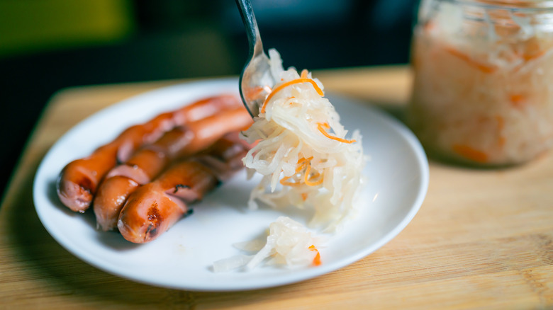 Hot dog with sauerkraut