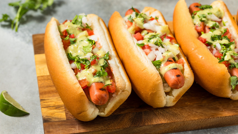 Homemade Mexican hot dogs