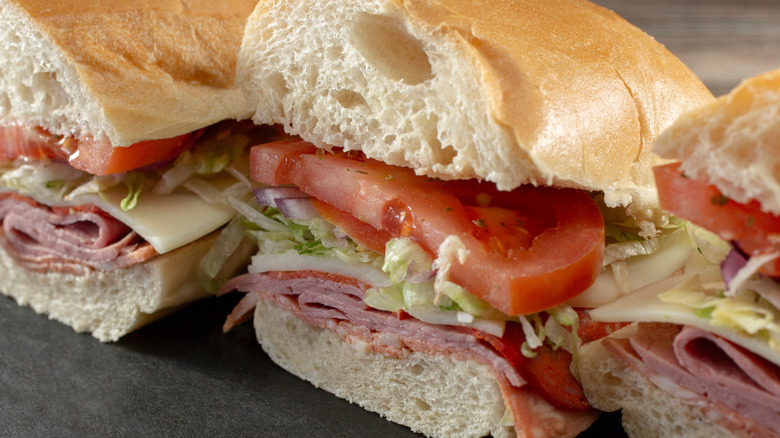 Trio of Italian cold sub sandwiches