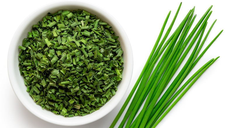 Chives chopped up