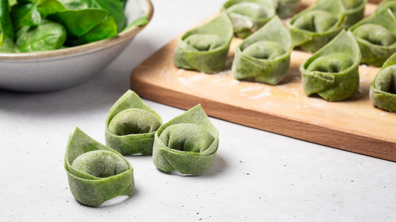 Fresh uncooked balanzoni pasta