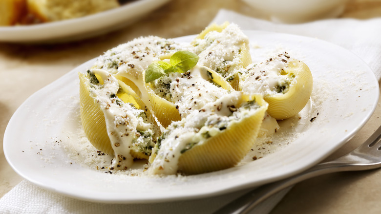 ricotta stuffed shells on plate