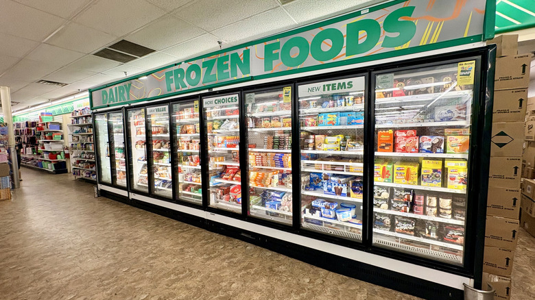 Dairy and frozen food freezer at Dollar Tree