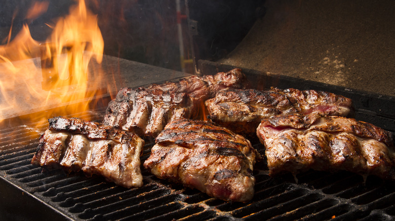 ribs cooking on the grill