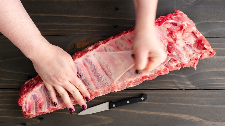 peeling membrane from ribs