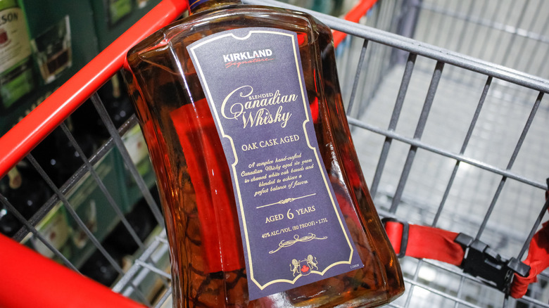 A bottle of Kirkland Signature Canadian Whisky