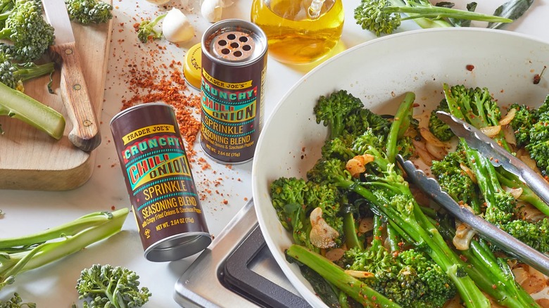 Veggies topped with TJ's Crunchy Chili Onion Sprinkle Seasoning Blend.