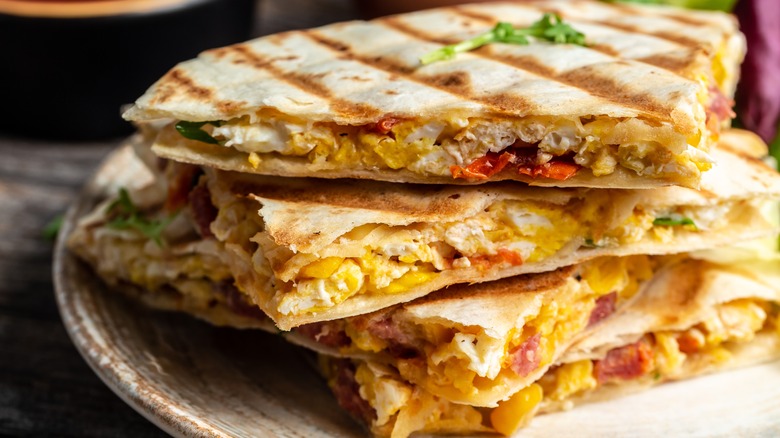 beef and cheese breakfast quesadilla