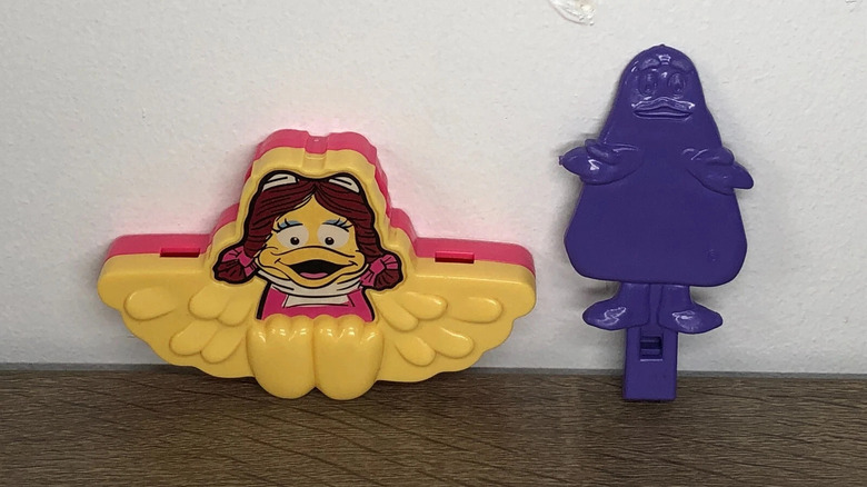 Mcdonald's Grimace and Birdie Whistle toys from 1981