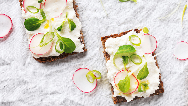 toast topped with cottage cheese