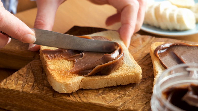 toast with hazelnut spread