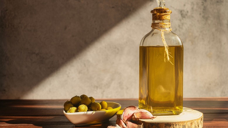 Olive oil in a bottle