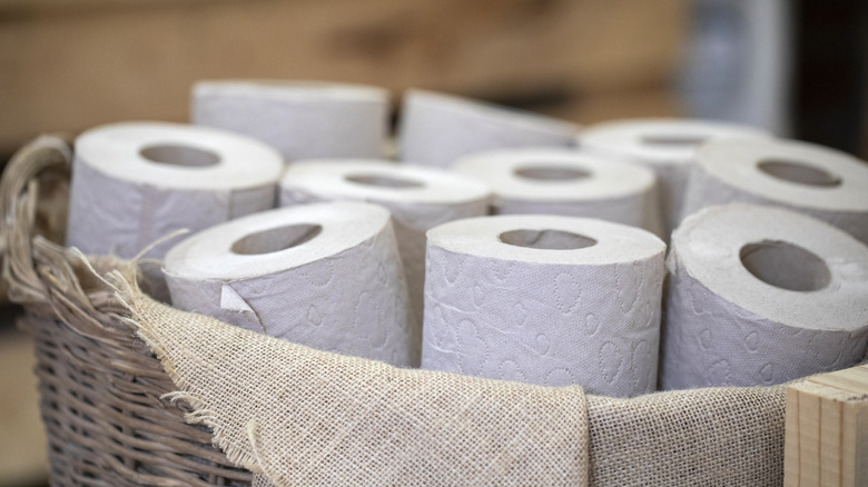 Toilet paper In a basket
