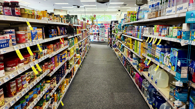 CVS snack aisle with price tags