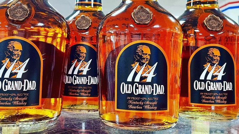 closeup of old grandad bottles