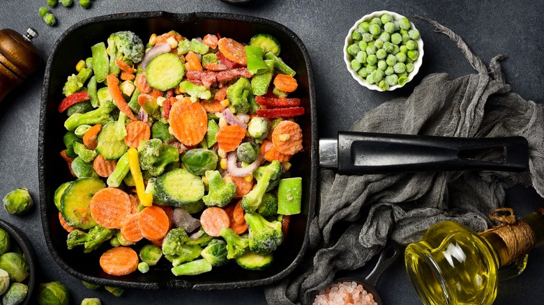 vegetables crowded in pan