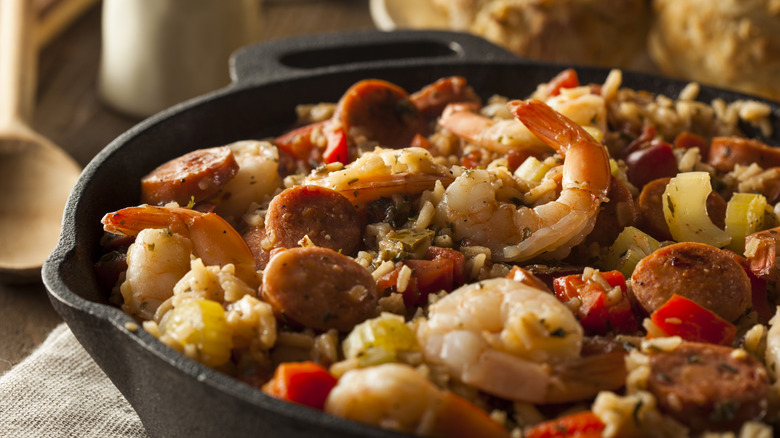 A pot of jambalaya