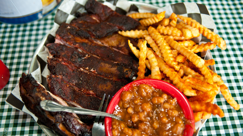 Kansas City-style barbecue with fries