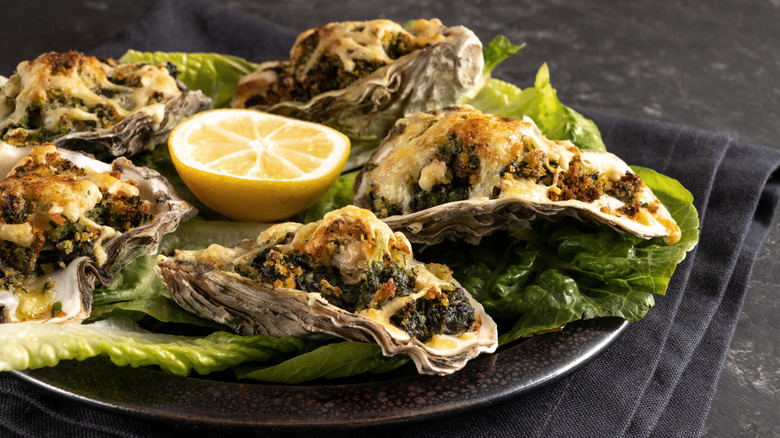 A platter of oysters Rockefeller