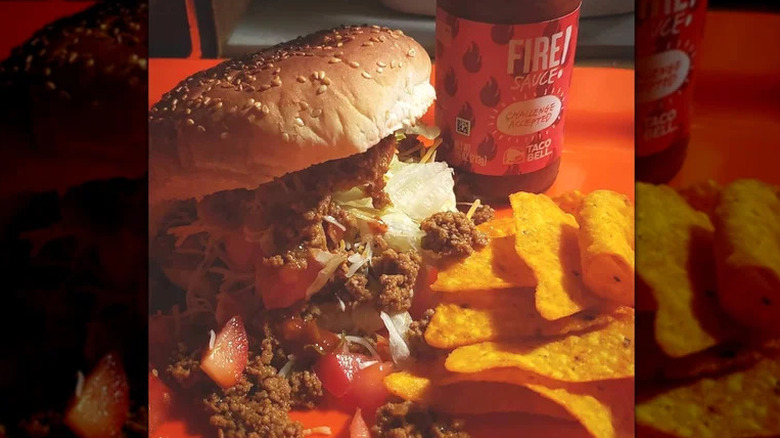 a Bell Beefer next to chips