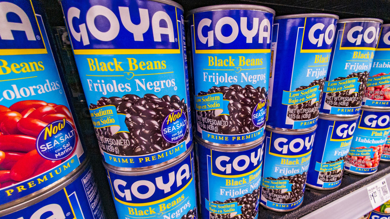 Goya Black Beans on a store shelf