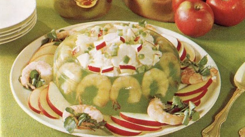 Jell-O salad with shrimp and apples