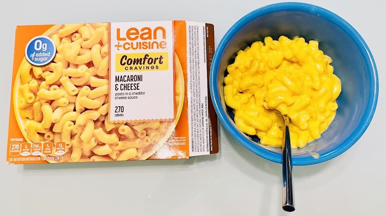 Box of cooked Lean Cuisine Mac and Cheese