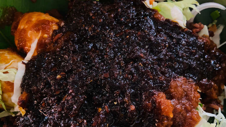 Ghanaian food with shito sauce