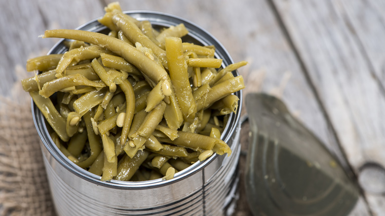 open can of green beans