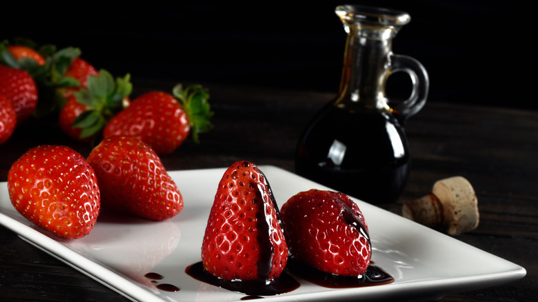 strawberries drizzled with balsamic vinegar