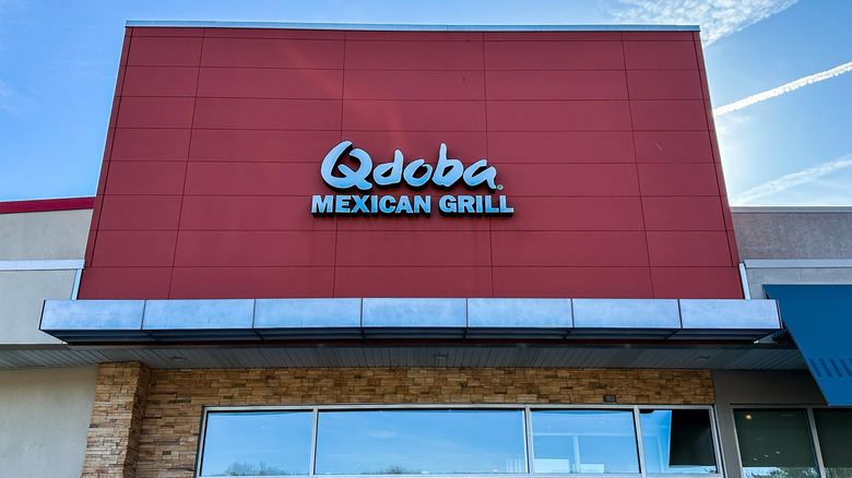 Qdoba restaurant from outside on a sunny day