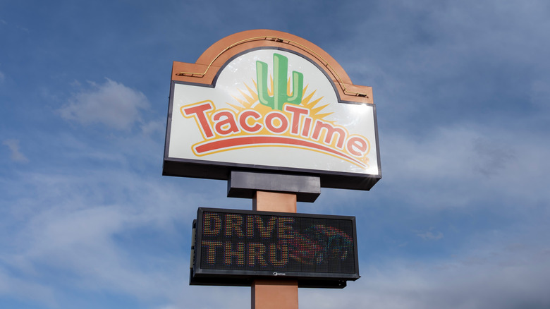 Large Taco Time sign on a sunny day