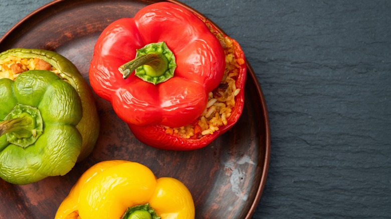 Stuffed peppers with pepper top lids