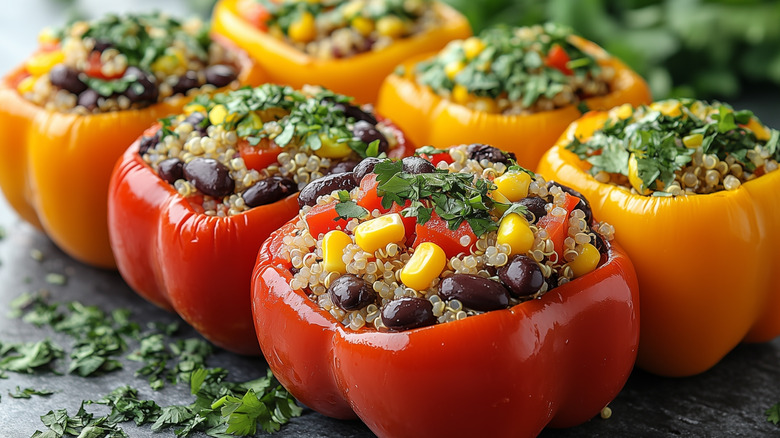 Bell peppers stuffed with quinoa and black beans