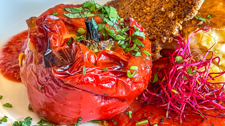 Overcooked stuffed bell pepper