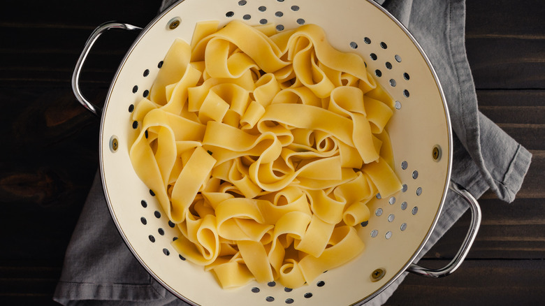 noodles in strainer