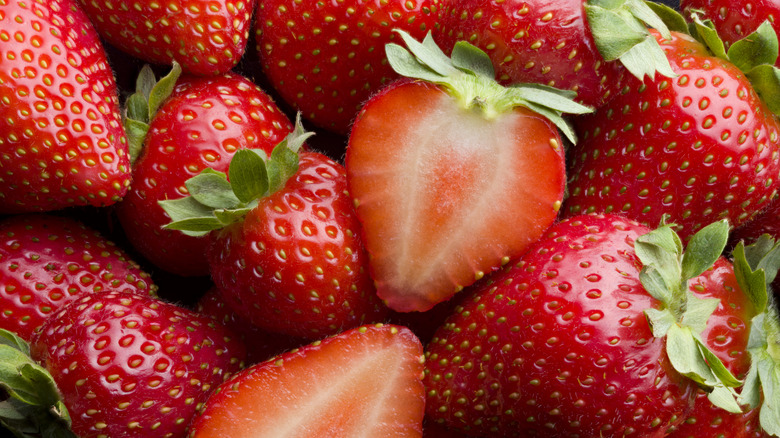 A pile of strawberries