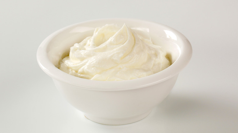 White bowl of cream cheese