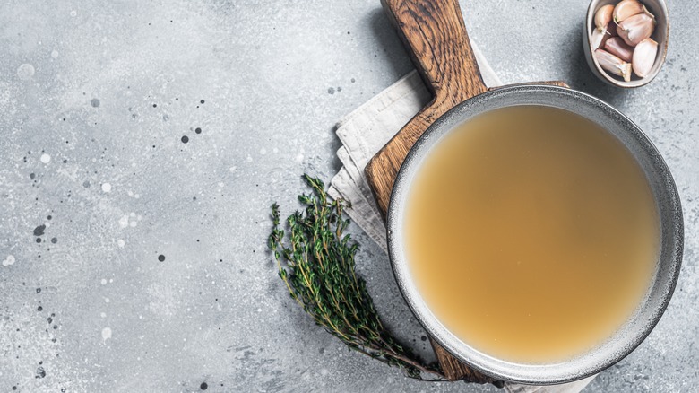 bowl of chicken broth