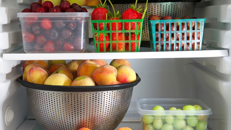 plastic bins metal bowl fridge