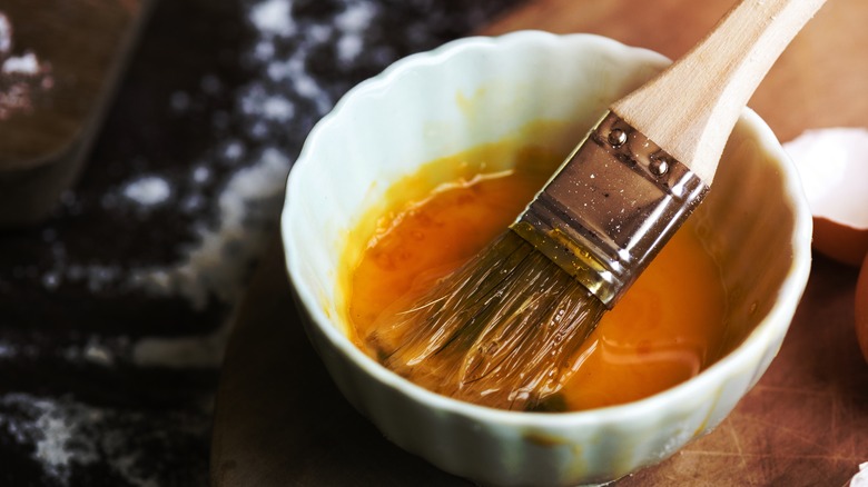 Egg wash and pastry brush
