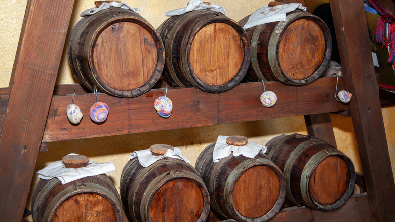 vinegar barrels in a balsamic solera