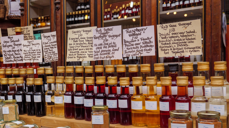 Condiment and vinegar stall at Borough Market London