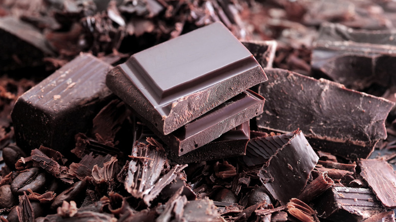 Pieces of chocolate strewn about