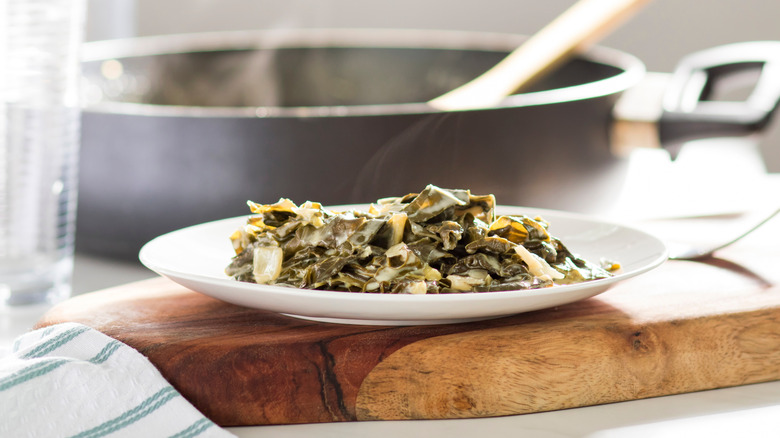 Plate of creamy collard greens