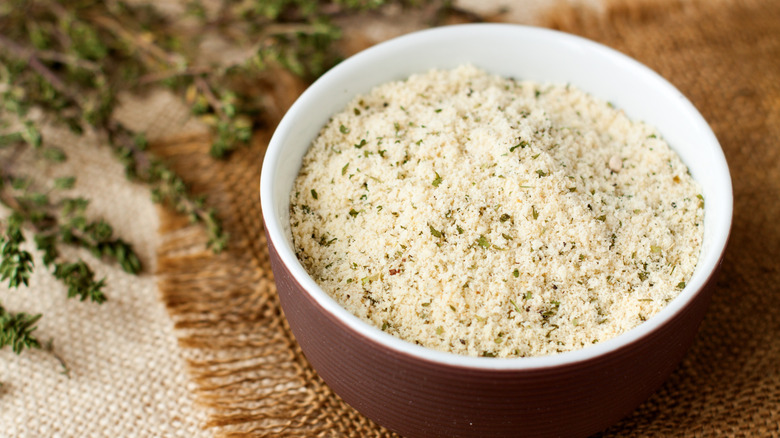Bowl of seasoned breadcrumbs