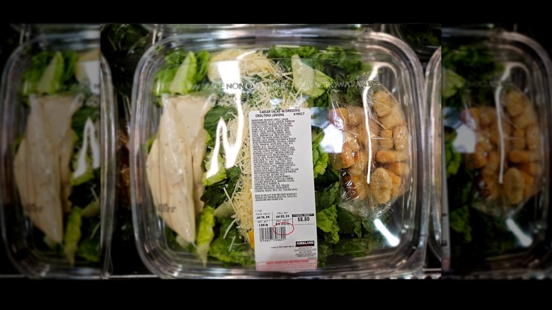 Costco Caesar salad in a plastic container