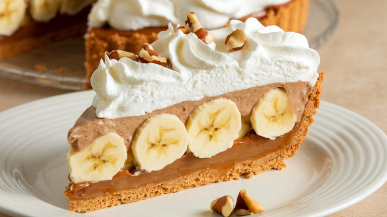 Banoffee pie on a white plate