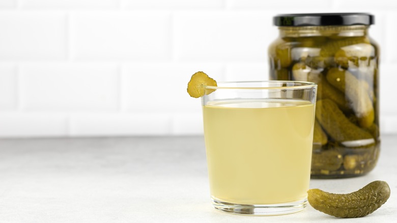 glass of pickle brine